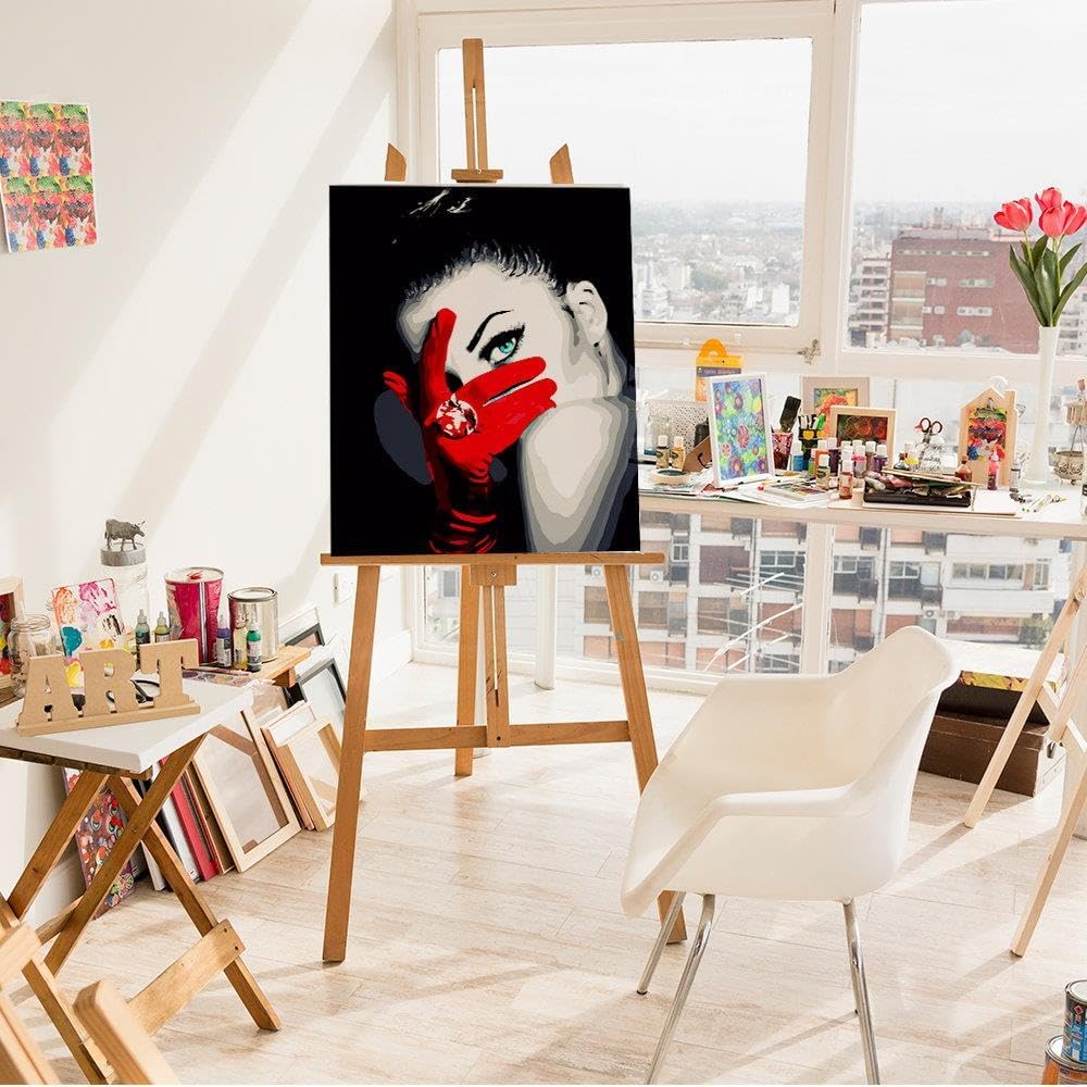 Artnapi Malen nach Zahlen Erwachsene mit Rahmen | DIY Handgemalt | Geheimnisvolle Frau | Kit für Anf