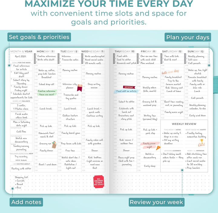 Clever Fox Planner Schedule - Weekly &amp; Monthly Life Planner with Time Slots, Appointment book, and D