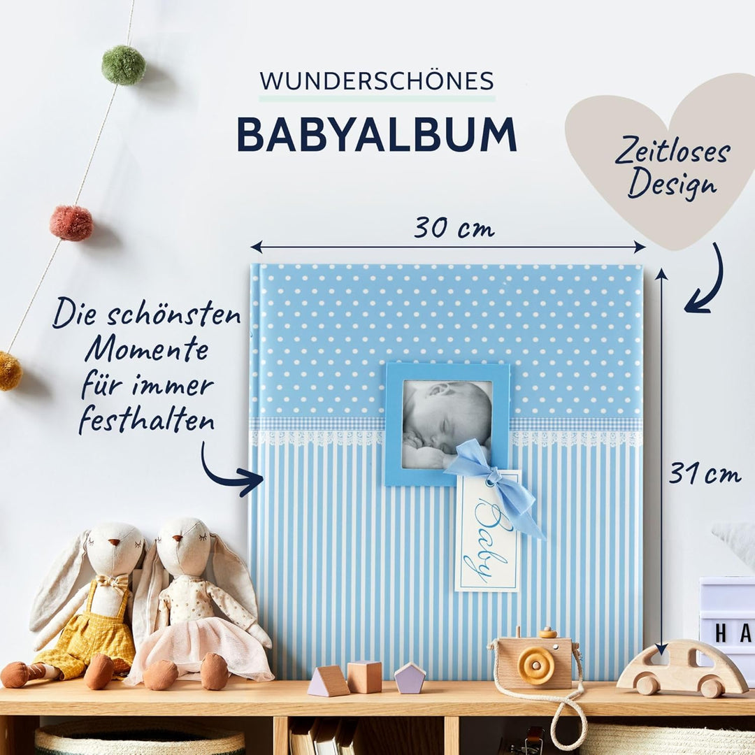goldbuch 15802 Babyalbum mit Fensterausschnitt, Fotoalbum mit 58 weissen Blankoseiten und 4 illustri