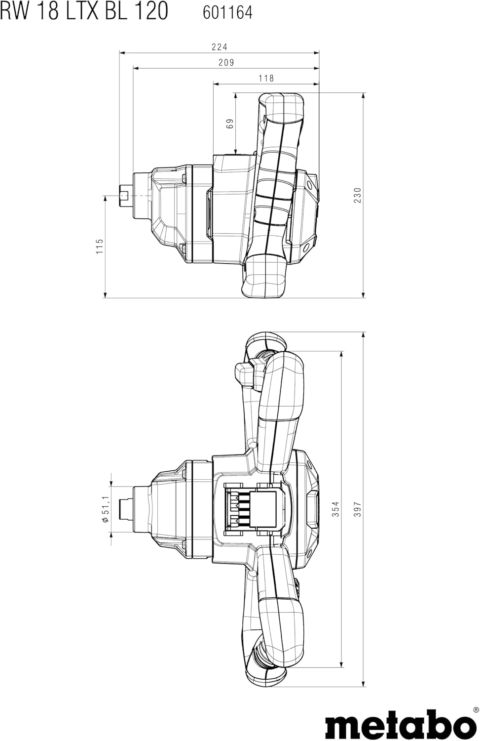 metabo Akku-Rührwerk RW 18 LTX BL 120-18V, Brushless-Motor, 30L Mischmenge, Schnellstopp, Ergonomisc