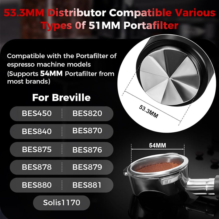 IKAPE 53,3 mm Neuer verbesserter Espresso-Kaffeeverteiler, Kaffee-Doppellager & Hochgeschwindigkeits