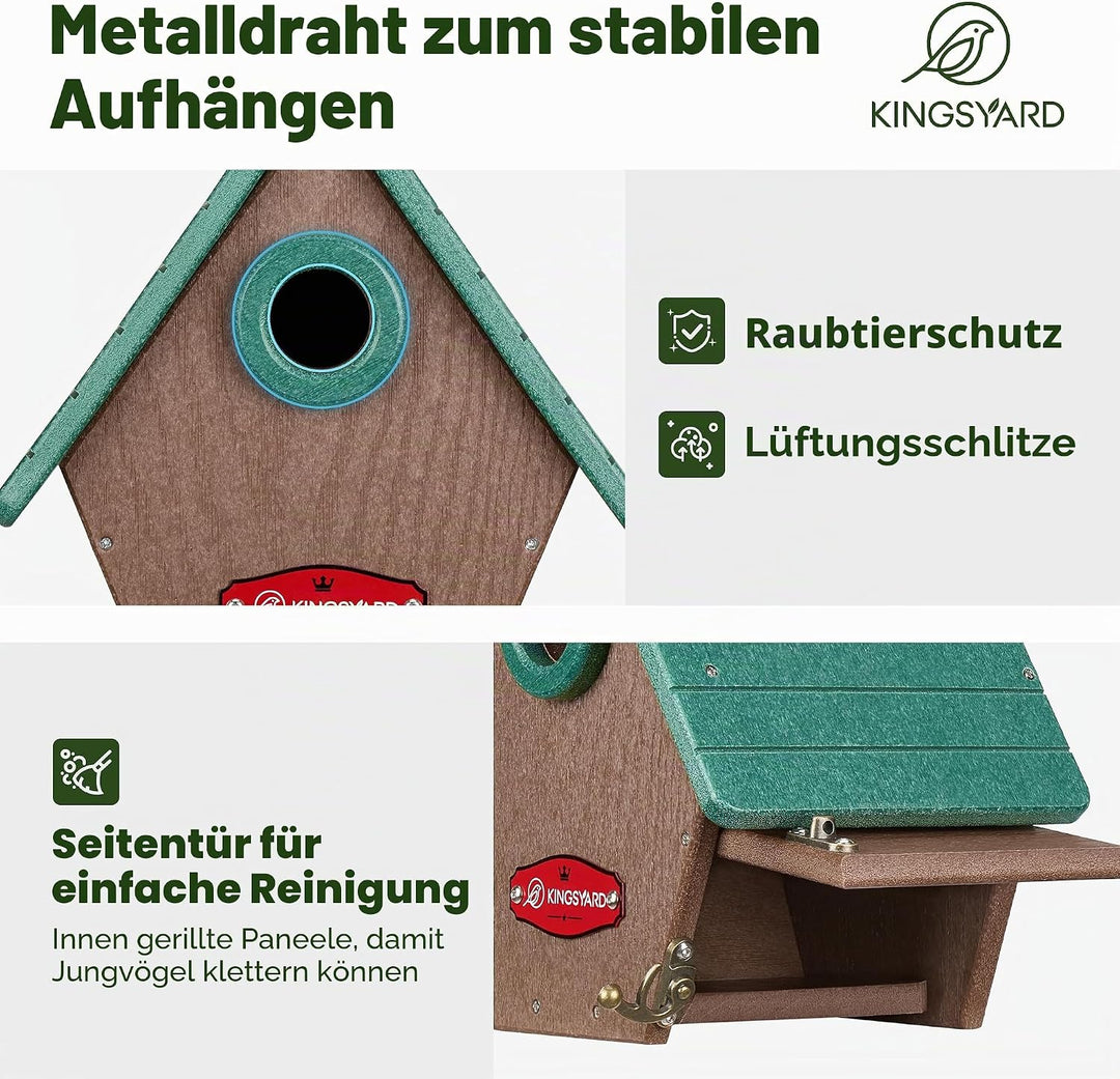 Kingsyard Nistkasten Vogelhaus aus recyceltem Kunststoff für den Aussenbereich - Hängende Nisthöhle