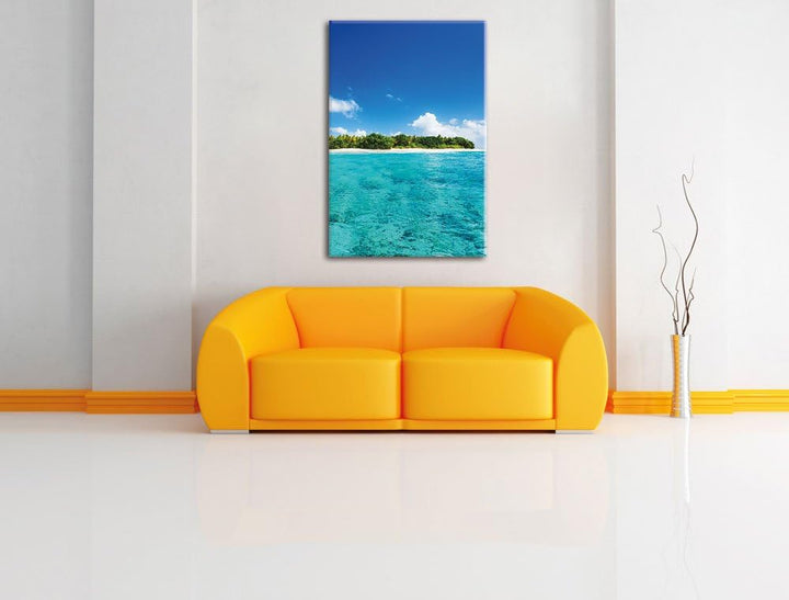 Pixxprint Malediven Traumstrand Meer als Leinwandbild/Grösse: 100x70 / Wandbild/Kunstdruck/fertig be