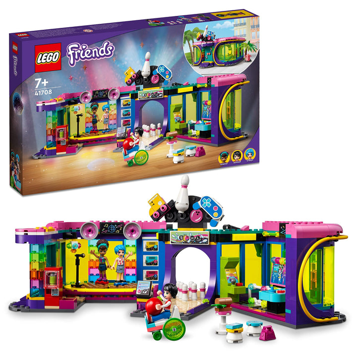 Lego 41708 Friends Rollschuhdisco Spielzeug mit Arcade und Bowling mit Mini-Puppen, u.A. Andrea, als
