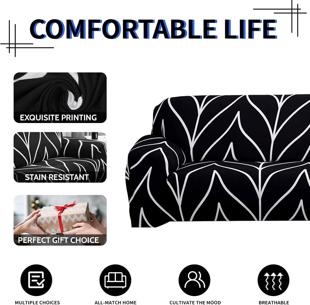 Lydevo Sofabezug 1 Sitzer Stretch Sofahusse Elastischer Sofabezug Spandex Sofa Überzug mit 3 Kissenb