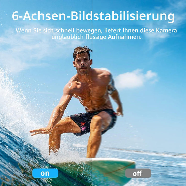 AKASO Action Cam 4K 20MP WiFi Unterwasserkamera IPX8 Wasserdicht Action Kamera EIS 2.0 mit Touchscre