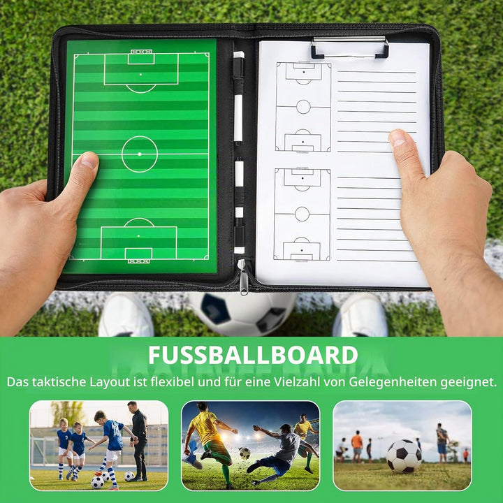 MKNZOME Professional Tragbar Taktikboards, Magnet Fussball Coach-Board Taktikmappe Coach-Mappe mit T