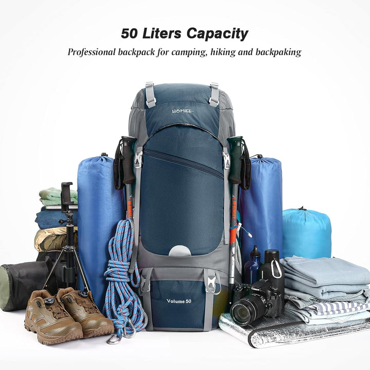 HOMIEE Wanderrucksack 50L, Herren Damen Wasserdichter Trekkingrucksack Reiserucksack Outdoor Wandern