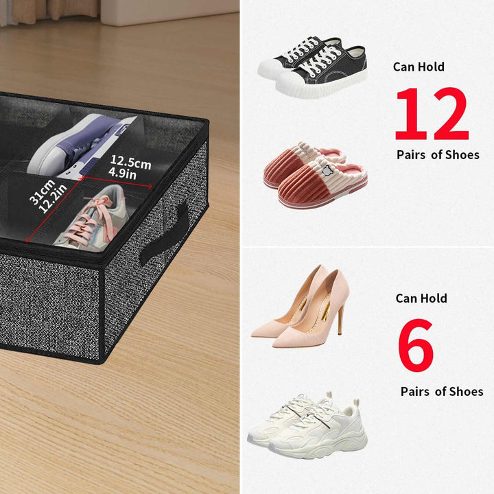 Onlyeasy Stabiles Unterbett-Schuh-Organizer-Set, 2 Stück, passend für insgesamt 24 Paar, Unterbett-S