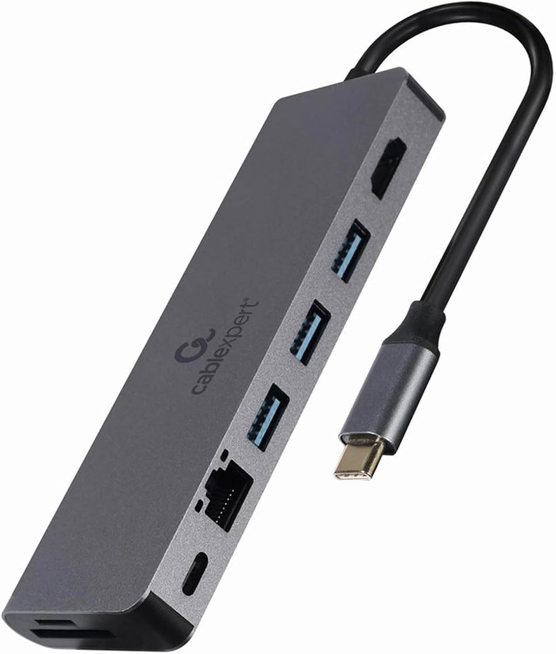 Gembird USB Typ-C 5 Ports, 5-in-1 Multi-Port Adapter (Hub + HDMI + PD + Kartenleser + LAN) 4K UHD, 8