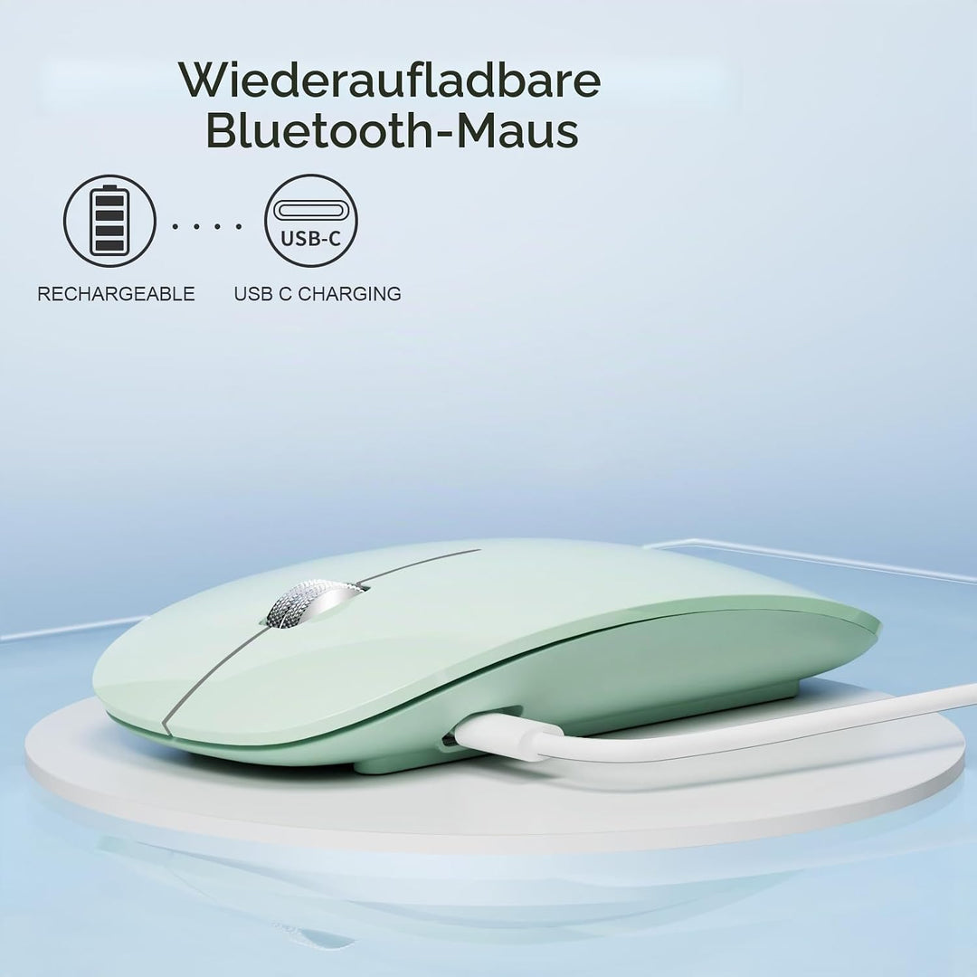 Uiosmuph Bluetooth Maus, Kabellose Maus mit USB-Nano-Empfänger, Tri-Mode (Dual Bluetooth 5.1 + 2.4GH