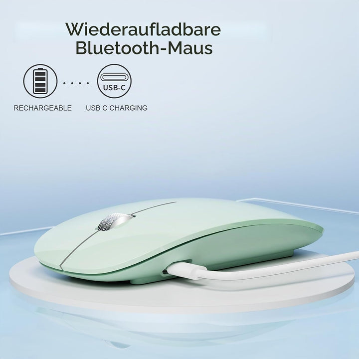 Uiosmuph Bluetooth Maus, Kabellose Maus mit USB-Nano-Empfänger, Tri-Mode (Dual Bluetooth 5.1 + 2.4GH