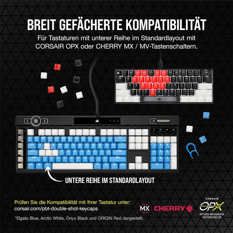 Corsair PBT DOUBLE-SHOT PRO-Tastenkappen-Mod-Kit (Double-Shot-PBT-Tastenkappen, Untere Reihe im Stan