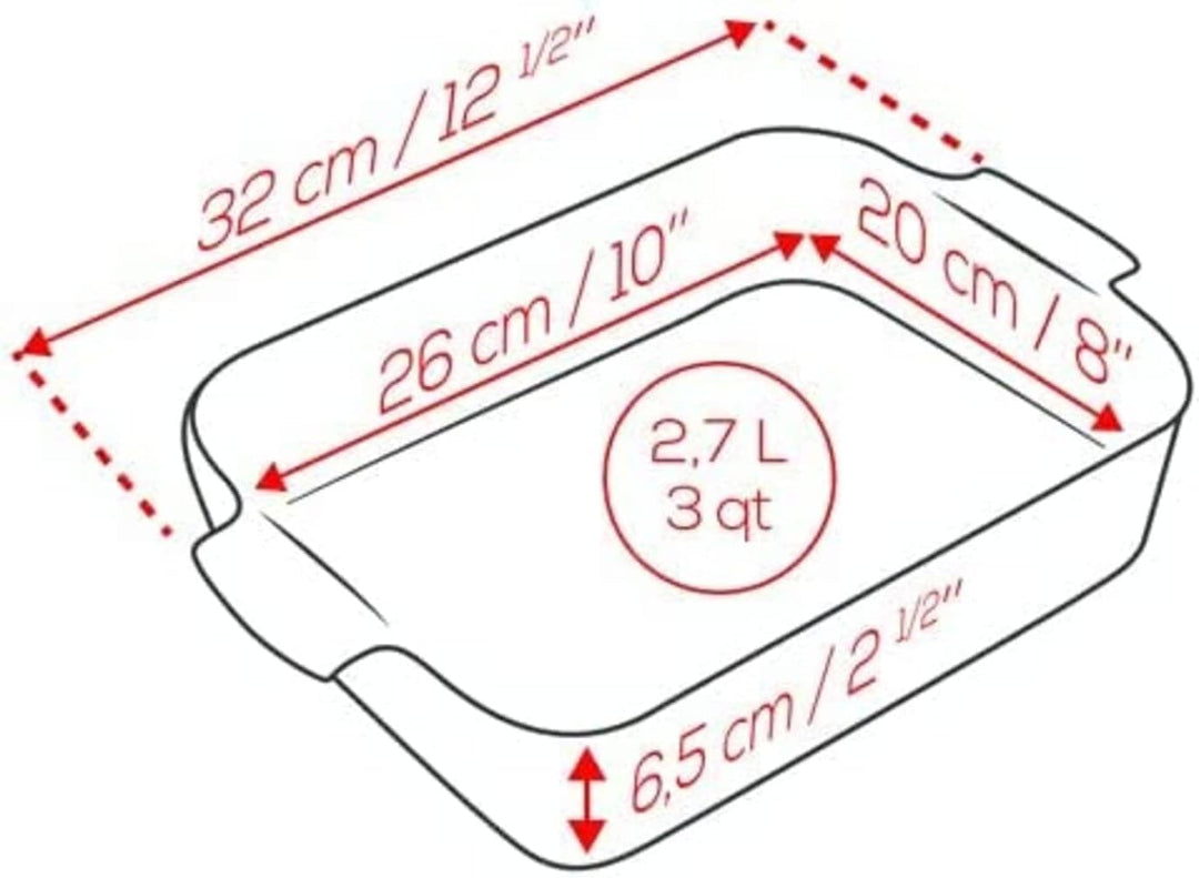 PEUGEOT - Rechteckige Auflaufform aus Keramik - 32 cm x 21,7 cm x 7,2 cm - Fassungsvermögen: 2,7 L -