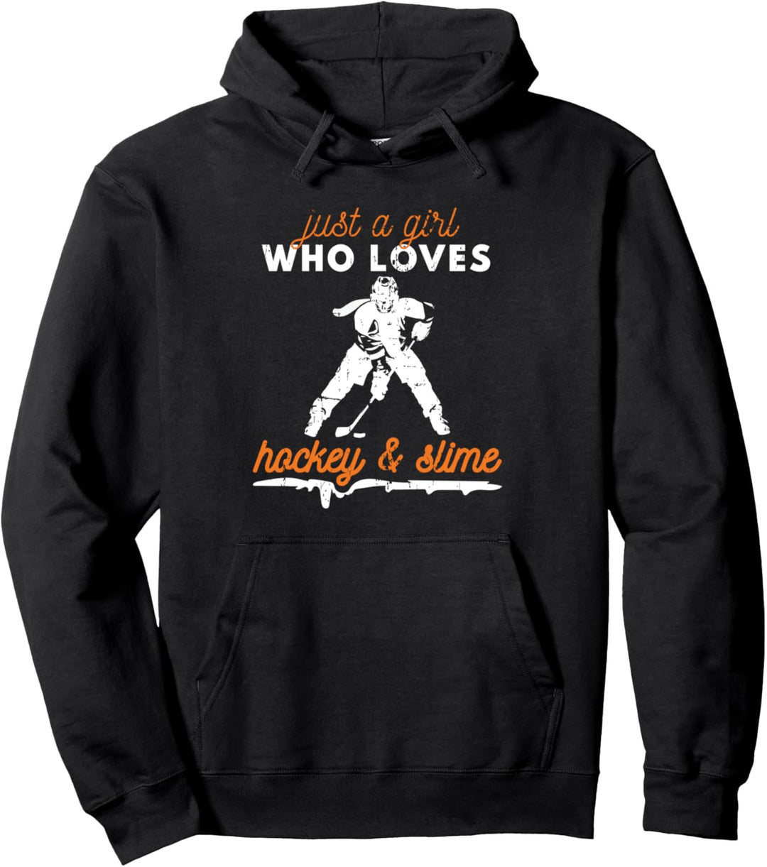 Just A Girl Who Loves Hockey & Slime Eishockeyspieler Hockey Pullover Hoodie