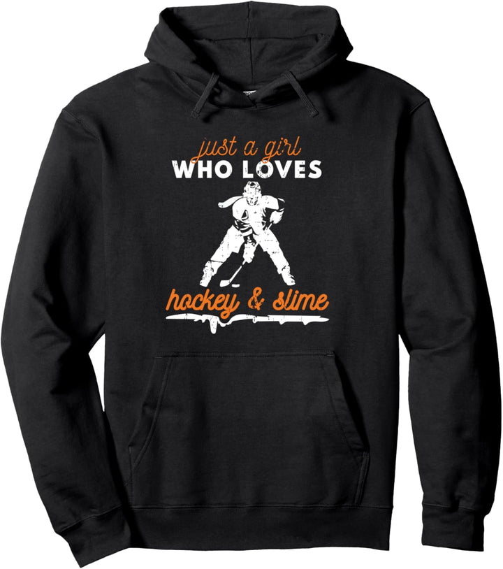 Just A Girl Who Loves Hockey & Slime Eishockeyspieler Hockey Pullover Hoodie