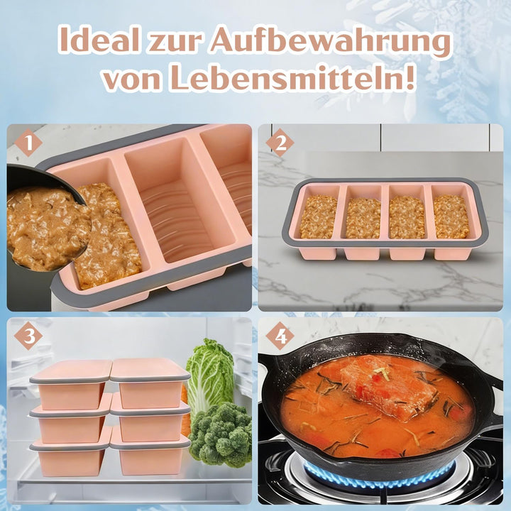 Gefrierbehälter Suppen Einfrieren Behälter Grosse Eiswürfelform 2Stk Silikon Eiswürfelform Mit Decke
