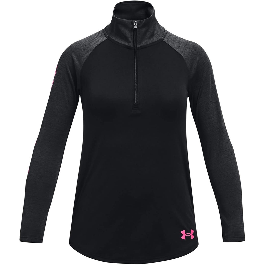 Under Armour Mädchen Tech Graphic Half Zip T-Shirt XL Schwarz (002)/Weiss, XL Schwarz (002)/Weiß