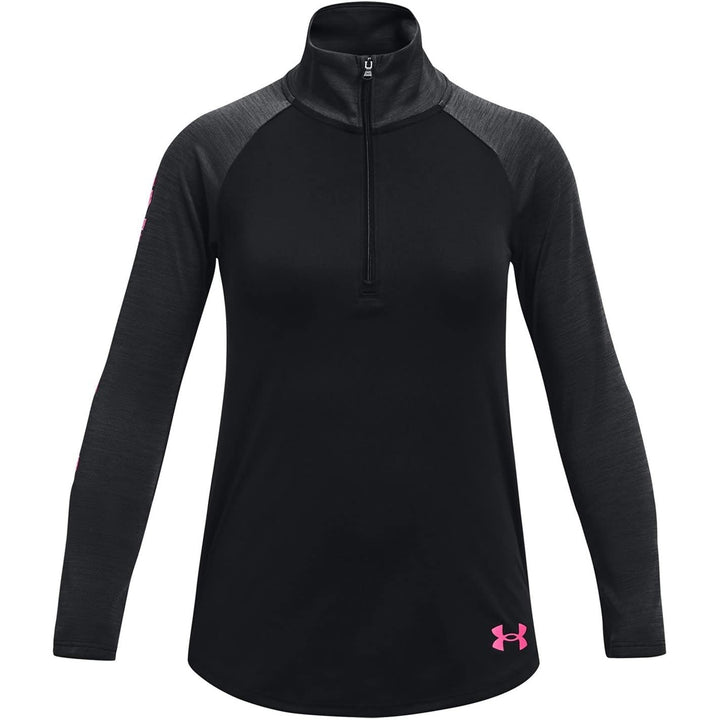 Under Armour Mädchen Tech Graphic Half Zip T-Shirt XL Schwarz (002)/Weiss, XL Schwarz (002)/Weiß