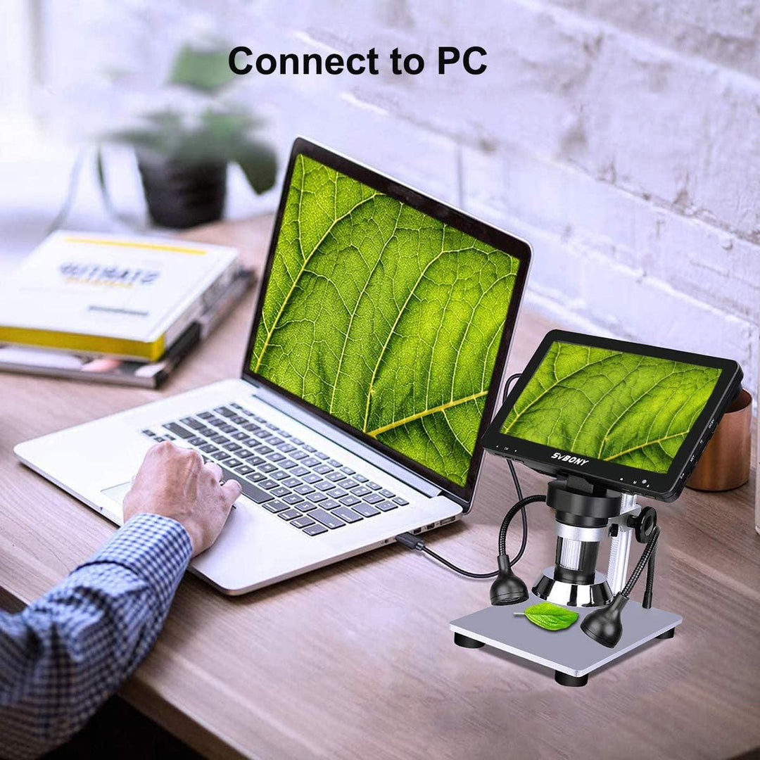 Svbony SV604 LCD Digitales Mikroskop, 7 Zoll Bildschirm 1-1200x 12MP Mikroskop mit 8 LED Aufhellleuc