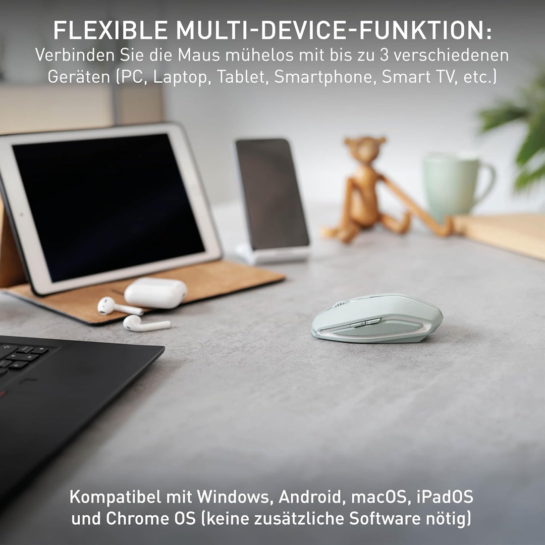 CHERRY GENTIX BT, Kabellose Bluetooth-Maus, Multi-Device-Funktion für bis zu 3 Geräte, Umschaltbare