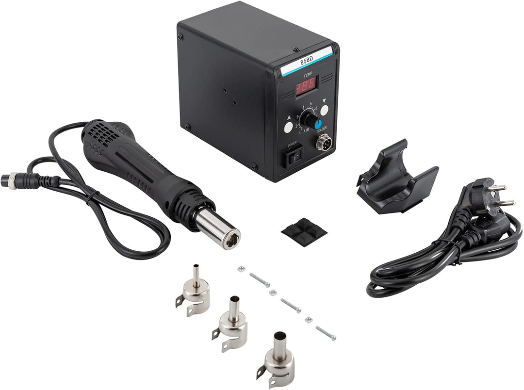 Heissluft-Lötstation 700W, Heissluft-Nacharbeitsstation set mit 3 Luftdüsen, Einstellbarer Temperatu