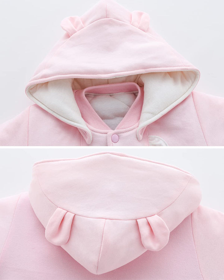 Baby Mädchen Strampler Winter Schneeanzug mit Kapuze Overall Baumwolle Abnehmbarer Hut Outfits Langa