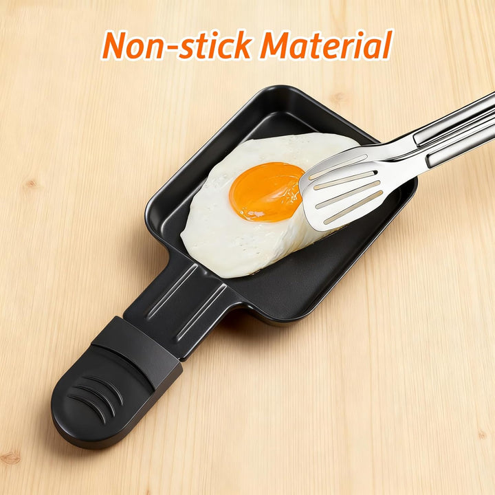 HengBO Raclette Pfännchen Ersatz, Edelstahl Antihaftbeschichtet, Schwarz, 18x8x1.5cm, 4 Stück, Mini