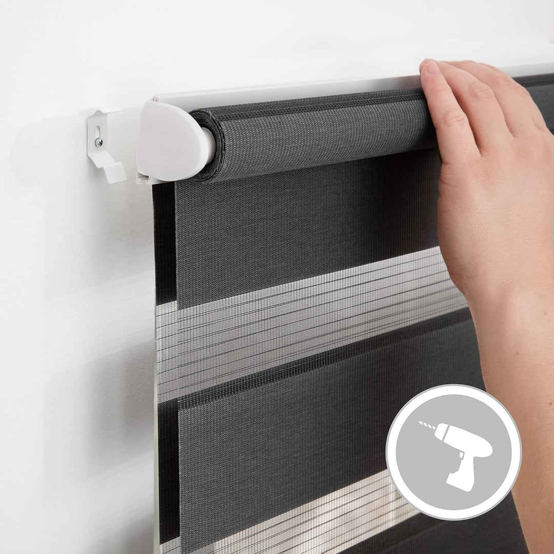 Lichtblick Doppelrollo Klemmfix ohne Bohren, Streifen, Blickdicht, Klemmträger-Montage, Sichtschutz,