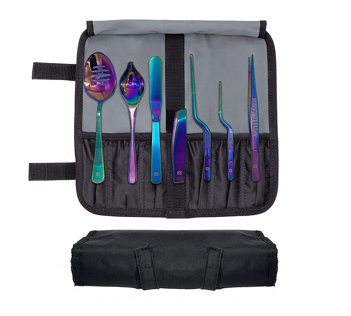DOJA Barcelona | Kueche Chef Kochutensilien | Farbe: Regenbogen | 7 Utensilien Edelstahl Plating Kit