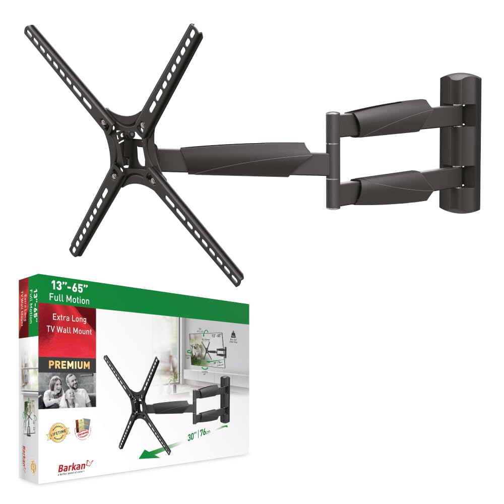 Barkan BM343XL Lange TV Wandhalterung, 13 - 65 Zoll Schwenkbar / Neigbar / Vollbewegung flach &amp; Curv