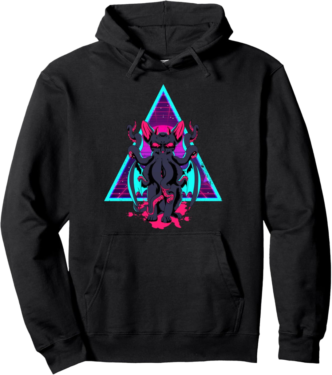 Vaporwave Cathulhu Dämon Monster Katze Neko Kitten Horror Pullover Hoodie