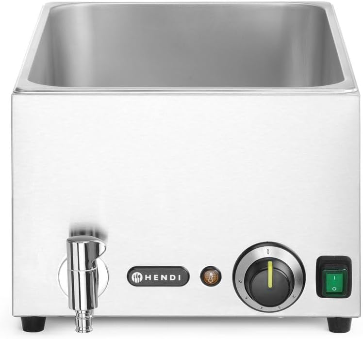 HENDI Bain-Marie, Kitchen Line, mit Ablasshahn, Speisenwärmer, Buffetwärmer, Dauertemperatur stufenl