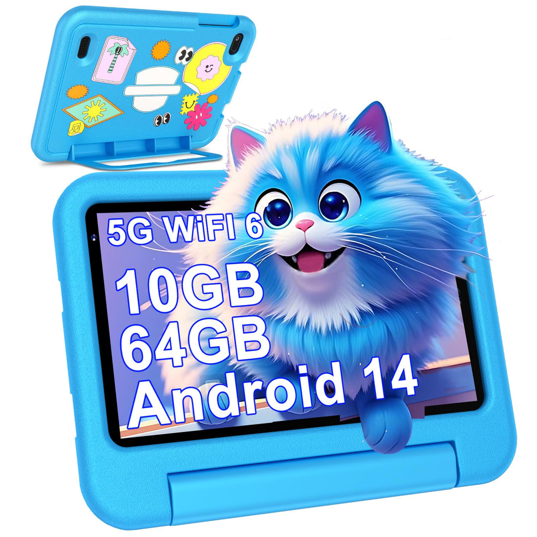 DEERTiME 2025 Neueste Tablet Android 14 OS, 10GB(4+6) RAM+64GB ROM/TF 1TB, WLAN 6, 5G+2.4G WLAN, 8-C