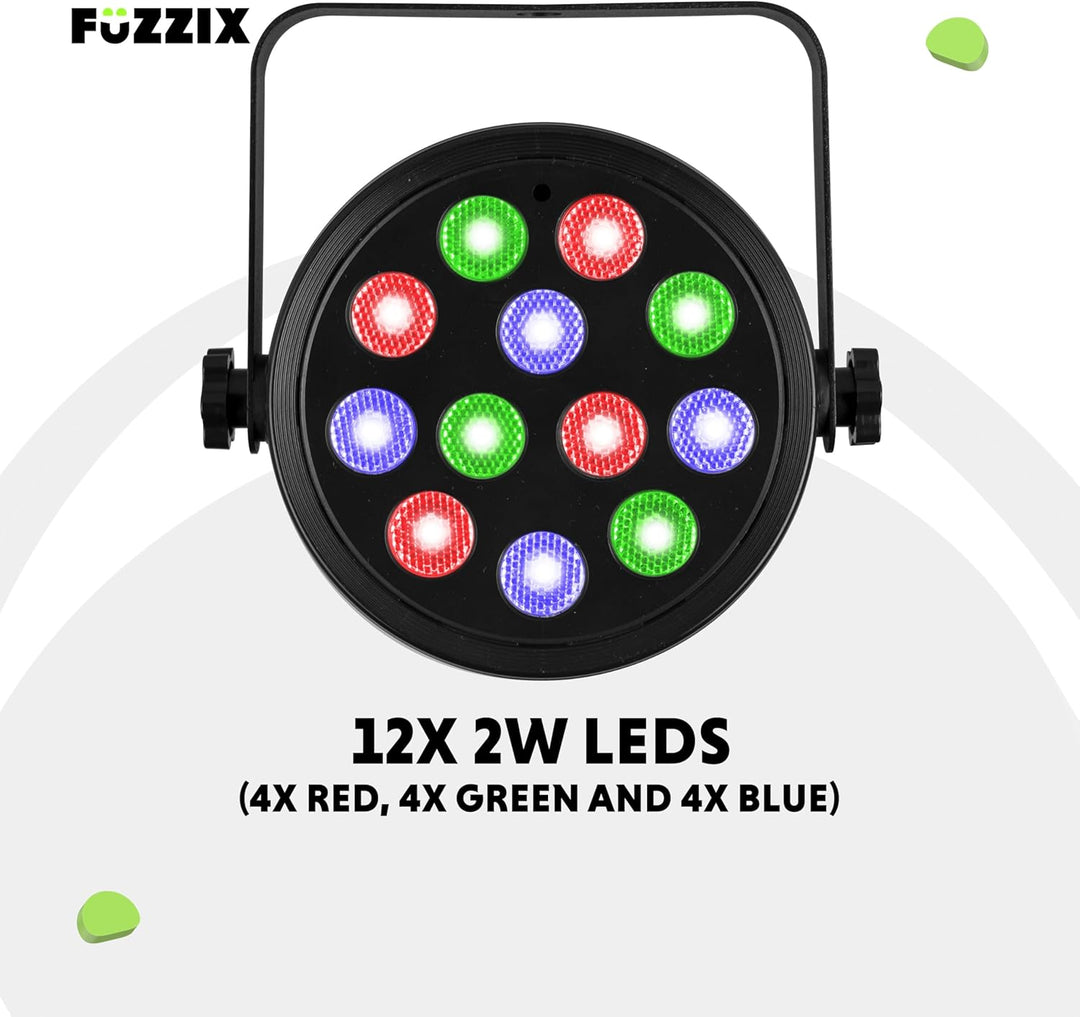 Fuzzix PLF12 - LED Par Strahler - 12x 2 Watt LEDs - Discolicht Partylicht, RGB Strahler mit Fernbedi