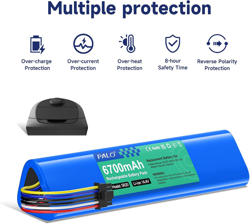 Palogreen 6700mAh Ersatzakku für Neato Botvac Connected D3 D5 D7 D3+ D5+ D6 D301 D303 D502 D701 D702