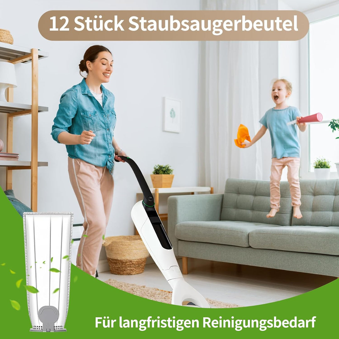 12 Stück Staubsaugerbeutel für Vorwerk Kobold VK7 FP7,Filtertüten für Vorwerk Akkusauger VK7 FP7,Ers