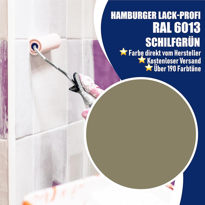 Hamburger Lack-Profi Fliesenlack MATT Schilfgrün RAL 6013 Grün Fliesenfarbe im SET (1 L), 1 L