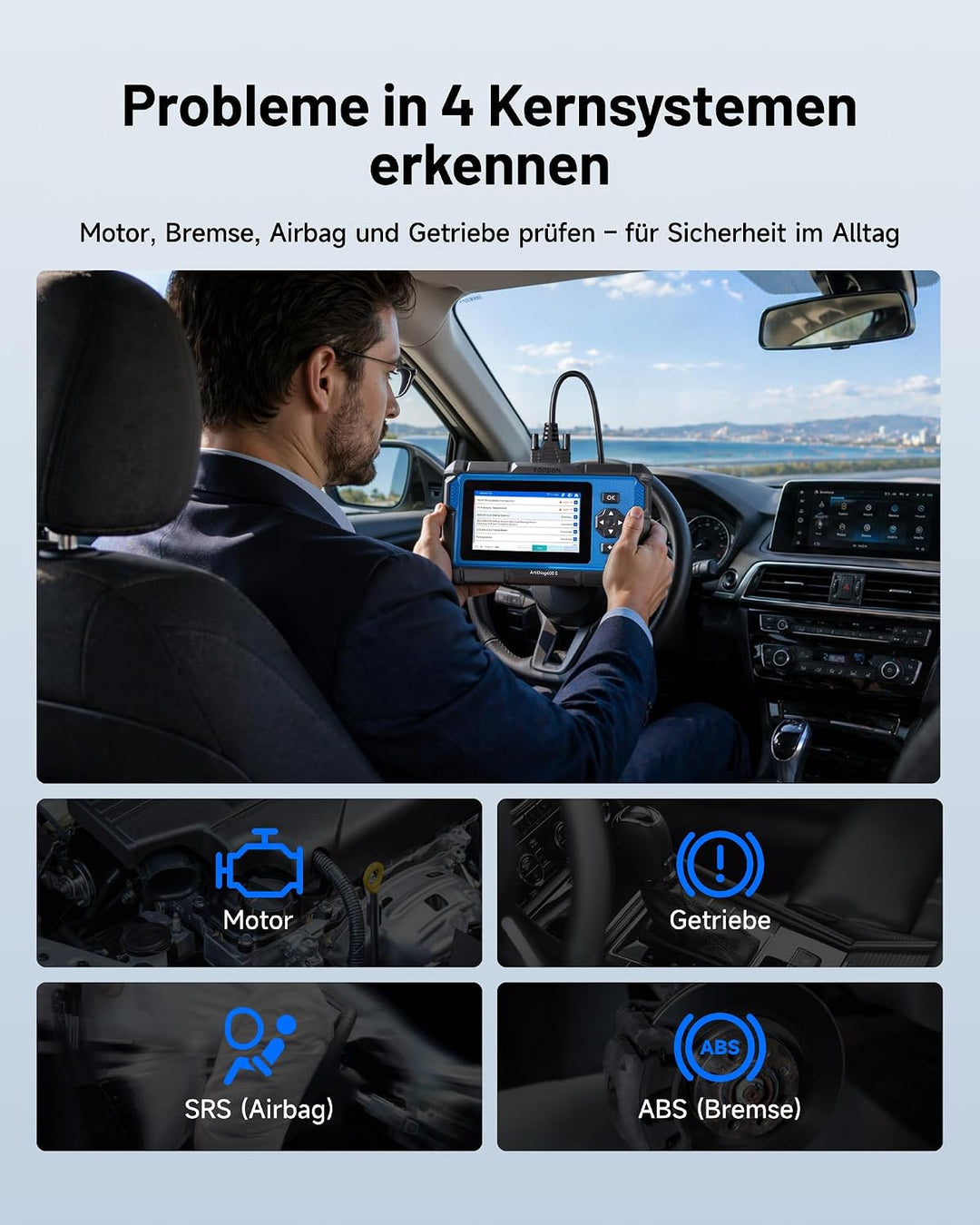 TOPDON AD600S OBD2 Diagnosegerät,8 Reset-Services für Öl,BMS,ABS,SAS,elektrische Parkbremse,Russpart