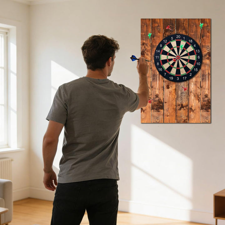 RANJIMA Holzmaserung Dartscheibe Wandschutz, Filz Dartboard-Wandschutz für Dartscheiben Selbstkleben