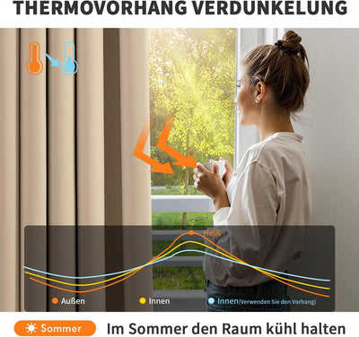 MIULEE Vorhänge Beige Blickdicht mit Ösen, Schöner Weicher Verdunklungsvorhänge zum Verdunkeln von R