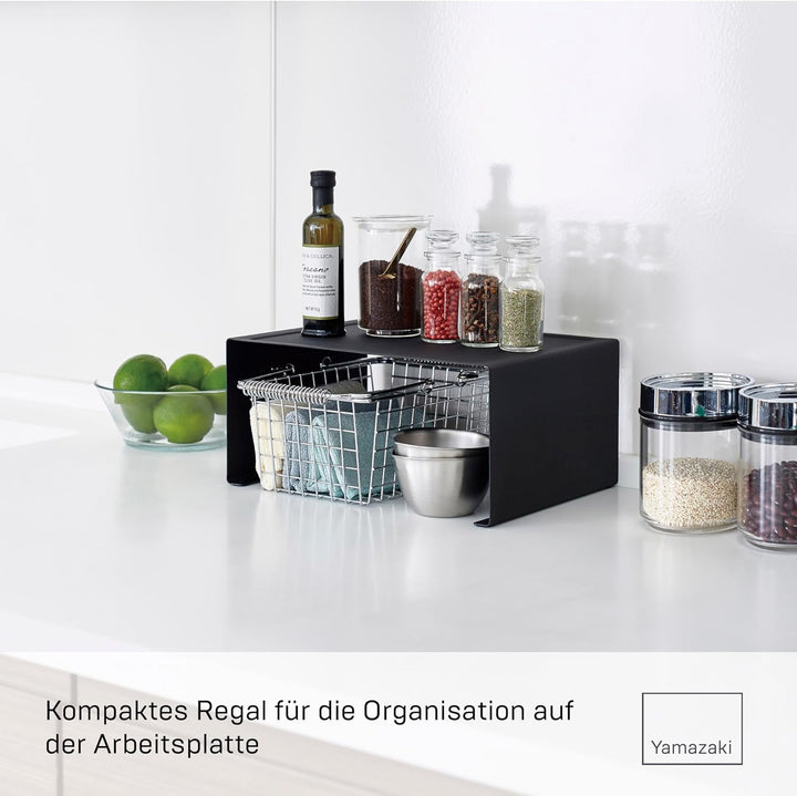 Yamazaki 3792 TOWER Stapelbares Küchenregal, schwarz, Stahl, Minimalistisches Design, Schwarz