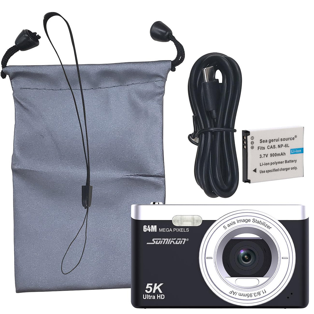 Somikon Digitalkamera: Digitale Kompaktkamera mit 64 MP, 5K, Autofokus, 16-facher Digitalzoom (Fotok