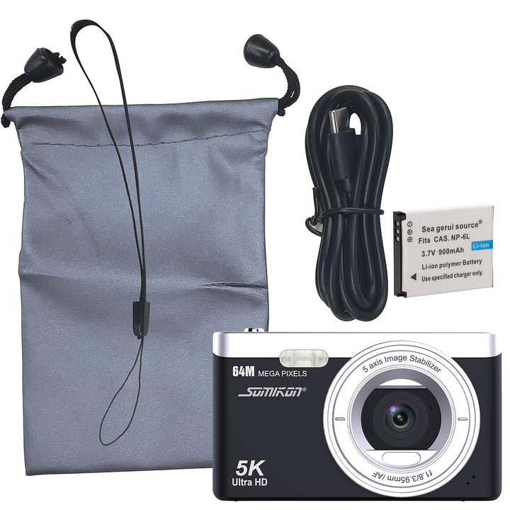 Somikon Digitalkamera: Digitale Kompaktkamera mit 64 MP, 5K, Autofokus, 16-facher Digitalzoom (Fotok