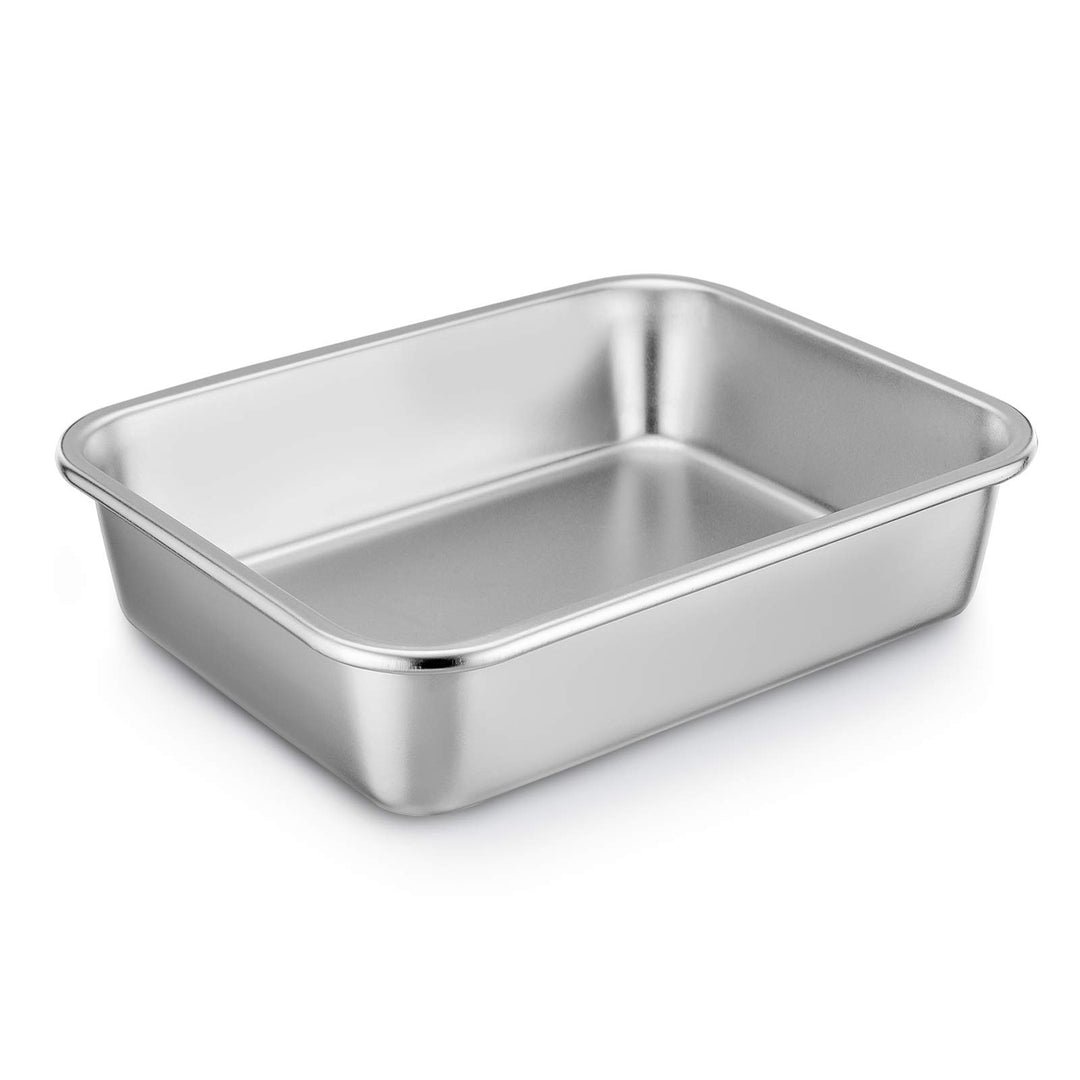Homikit Auflaufform, Edelstahl Rechteckig Backform Kuchenform Ofenform Gross, 32,5 x 25,5 x 8 cm, Pe
