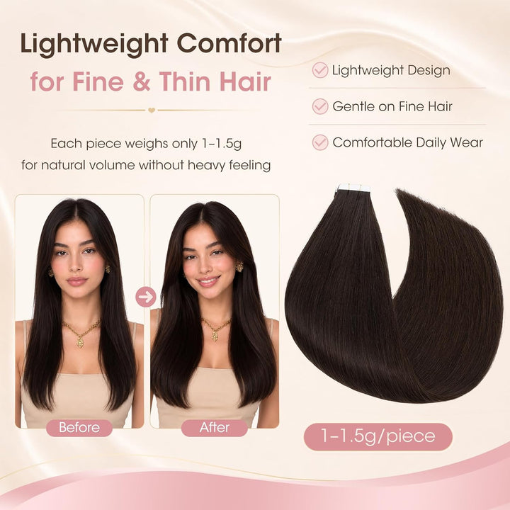 Silk-co Tape in Extensions Echthaar 30g, 20stk leicht Tape Extensions Echthaar, Remy Haarverlängerun