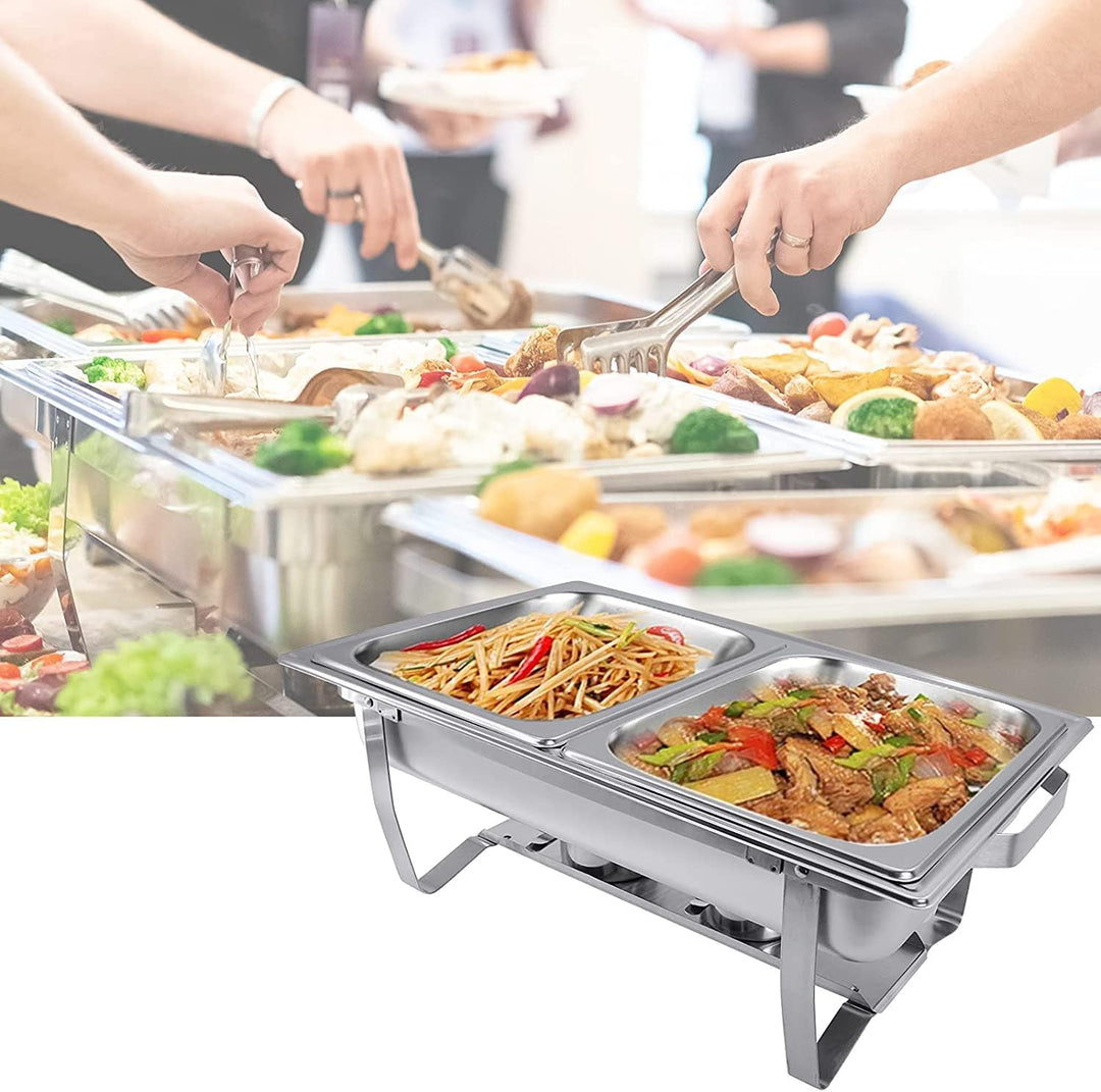 Valgus 2-Pack 9L Edelstahl Chafing Dish Set Buffet Chafer Suppenwärmer mit faltbarem Rahmen Wassersc