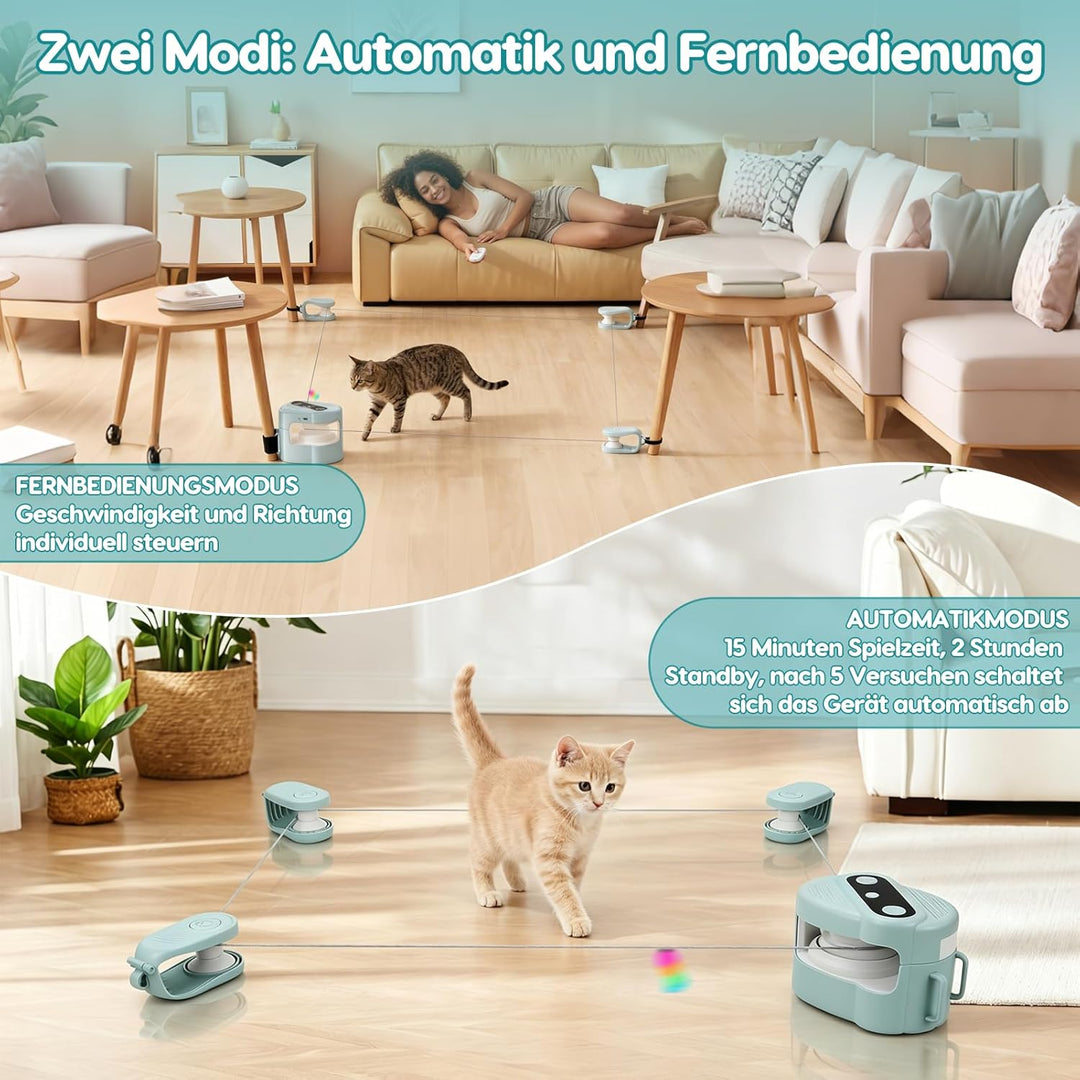 Interaktives Katzenspielzeug Elektrisch mit Fernbedienung, Automatisches Katzenlaufband mit 4 Geschw