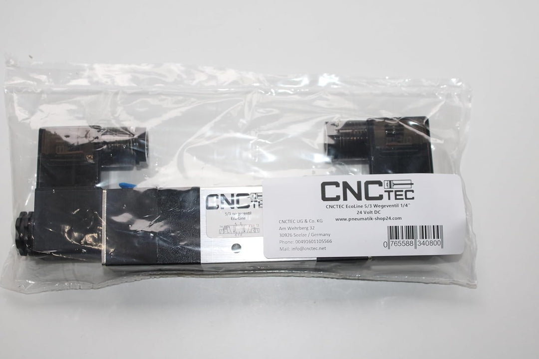 5/3 Wege Pneumatikventil 1/4" 24 Volt DC CNCTEC EcoLine 5/2 Wegeventil (5/3 Wege - 1/4" - 24 Volt DC