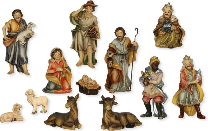 FADEDA 12x Johannes-Krippenfiguren/Höhe:10 cm/handbemalt/detailgetreue Krippen Figuren - Weihnachten